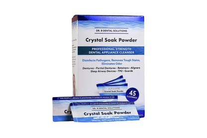 Dr. B Dental Solutions Powder Crystal Soak Cleanser – 45 Packs Included (Single Pack) for Dentures, Aligners, Night Guards & Sleep Apnea Devices