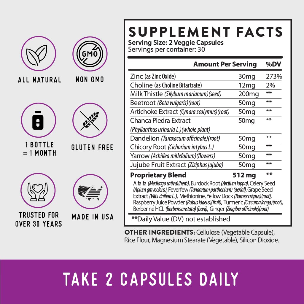 Dr. Barry's Total Liver Supplement – Milk Thistle, Artichoke & Dandelion Root | 60 Capsules