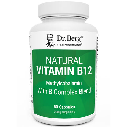 Dr. Berg Vitamin B12 1000 mcg with B Complex | Methylcobalamin for Energy, Nerve Health & Cognitive Function | 60 Capsules