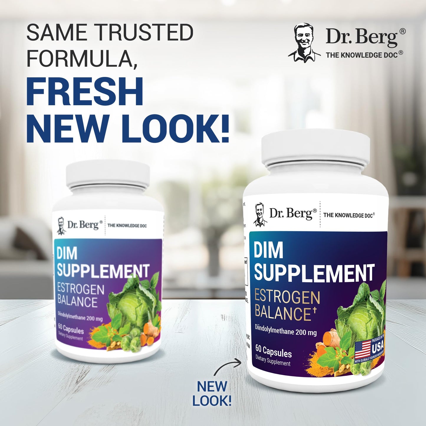 Dr. Berg DIM Supplement for Estrogen Balance – Diindolylmethane + Black Pepper, 60 Capsules