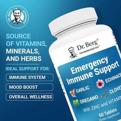 Dr. Berg Immune Support with Echinacea | Vitamin D 2000 IU & Zinc 10 mg | 60 Tablets