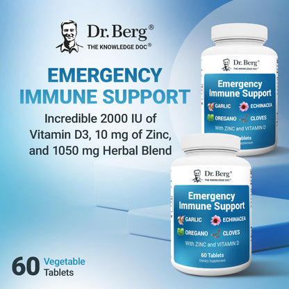 Dr. Berg Immune Support with Echinacea | Vitamin D 2000 IU & Zinc 10 mg | 60 Tablets