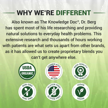 Dr. Berg USDA Organic Green Powder Superfood – Lemon Flavor, 60 Servings BritishVita | Premium UK Vitamins & Wellness Supplements
