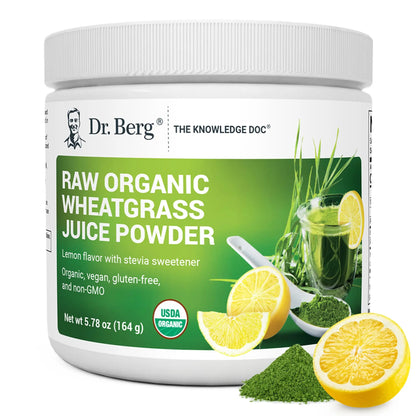 Dr. Berg USDA Organic Green Powder Superfood – Lemon Flavor, 60 Servings BritishVita | Premium UK Vitamins & Wellness Supplements
