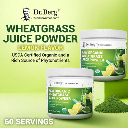 Dr. Berg USDA Organic Green Powder Superfood – Lemon Flavor, 60 Servings BritishVita | Premium UK Vitamins & Wellness Supplements