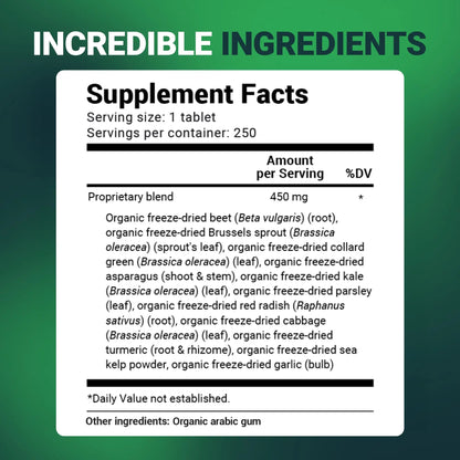 Dr Berg Nutritionals Greens Superfood Tablets – 11 Phytonutrient Cruciferous Veg, 250 Tablets BritishVita | Premium UK Vitamins & Wellness Supplements