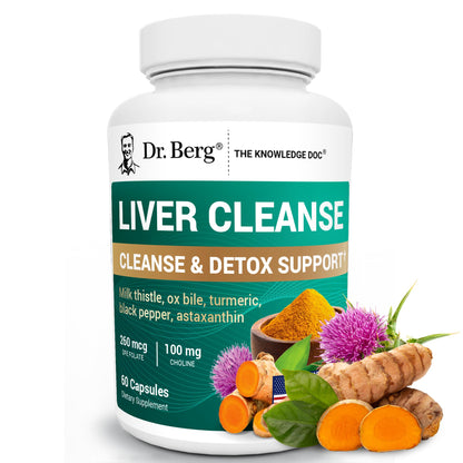 Dr. Berg Liver Cleanse Detox Capsules – Milk Thistle, Ox Bile & Folate | 60 Capsules | Liver Support