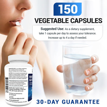 Dr. Berg Maximum Strength 4-in-1 Chelated Magnesium Glycinate with Clean, Potent & Pure Ingredients | 4X Lab-Tested & Verified | USA Formulated Magnesium Supplement Capsules | 150 Capsules