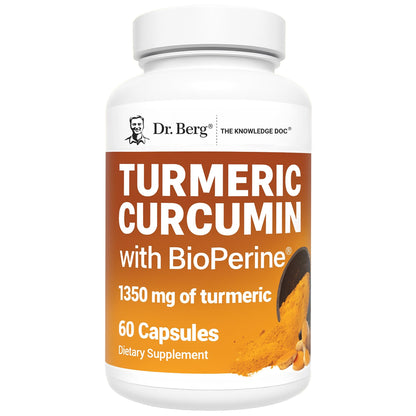Dr. Berg Turmeric Curcumin with BioPerine – 1350 mg (2 Per Day) – 60 Capsules