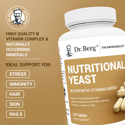 Dr. Berg Yeast Tablets – 8 B Vitamins, Vanilla Flavor, 270 Vegan Tablets