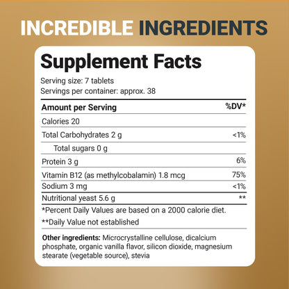 Dr. Berg Yeast Tablets – 8 B Vitamins, Vanilla Flavor, 270 Vegan Tablets