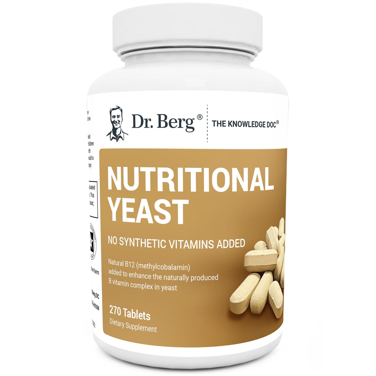 Dr. Berg Yeast Tablets – 8 B Vitamins, Vanilla Flavor, 270 Vegan Tablets