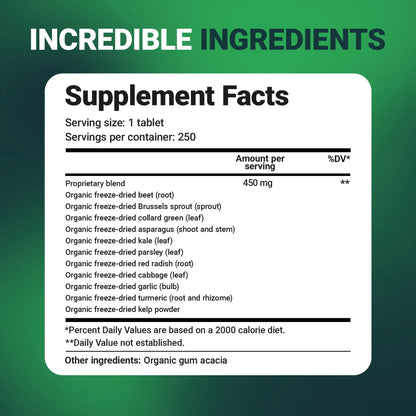 Dr Berg Nutritionals Greens Superfood Tablets – 11 Phytonutrient Cruciferous Veg, 250 Tablets BritishVita | Premium UK Vitamins & Wellness Supplements