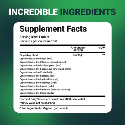 Dr. Berg's Greens Superfood – Cruciferous Veggie Tablets (90 Count)