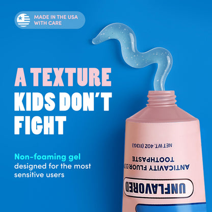 Dr. Bob Unflavored Fluoride Toothpaste for Kids - SLS-Free, Xylitol, Dentist-Recommended