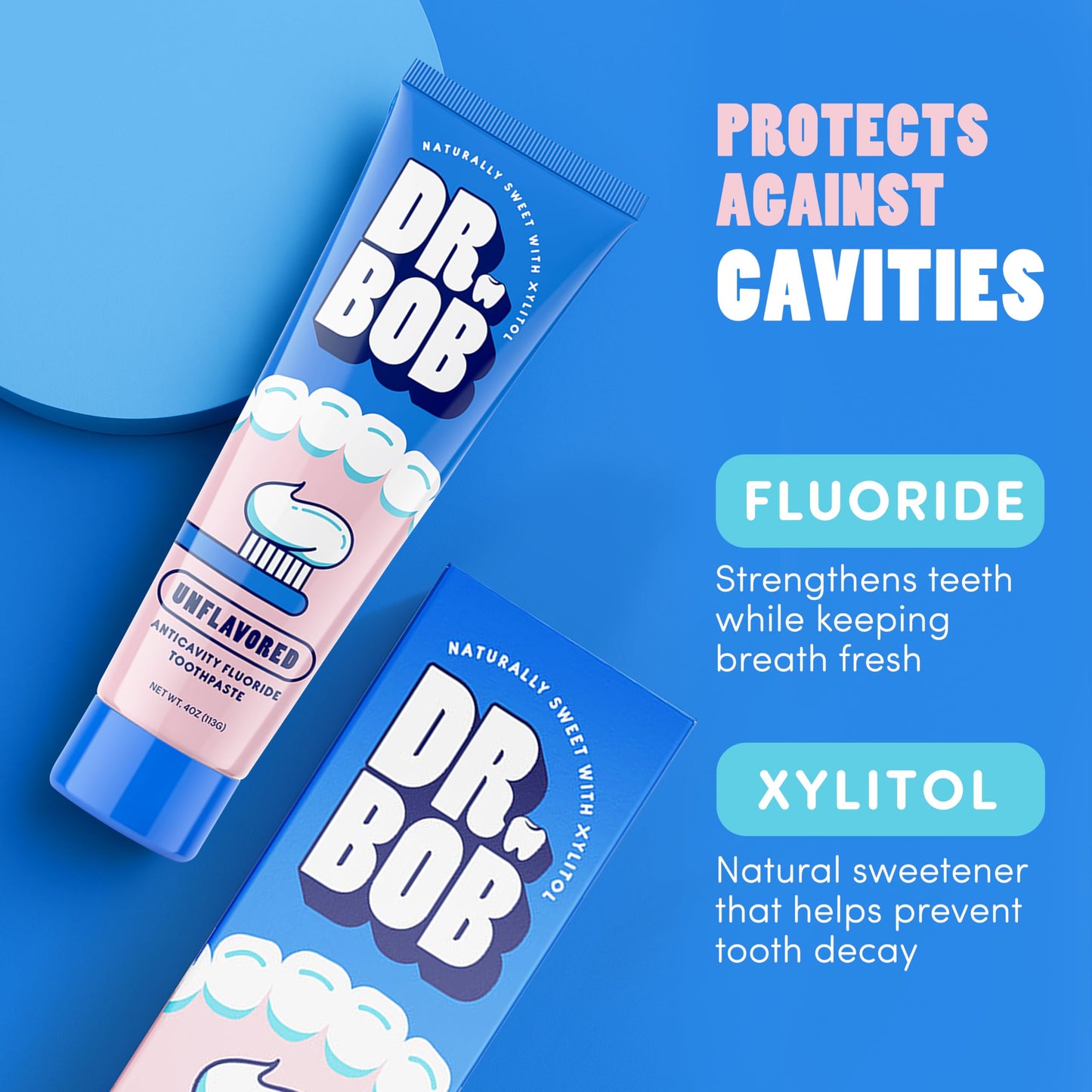 Dr. Bob Unflavored Fluoride Toothpaste for Kids - SLS-Free, Xylitol, Dentist-Recommended