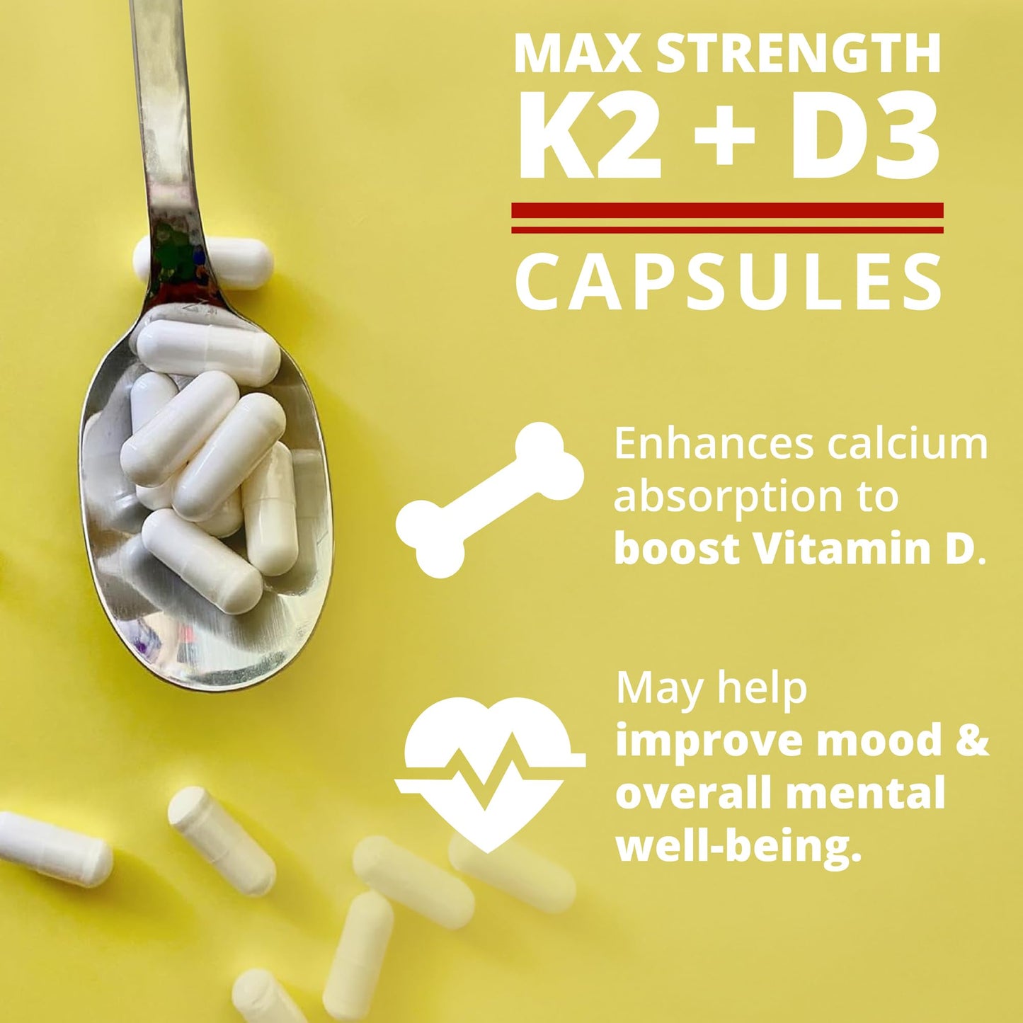 Dr. Boz K2+D3 Capsules – Vitamin D3/K2 with BioPerine | 66 Servings