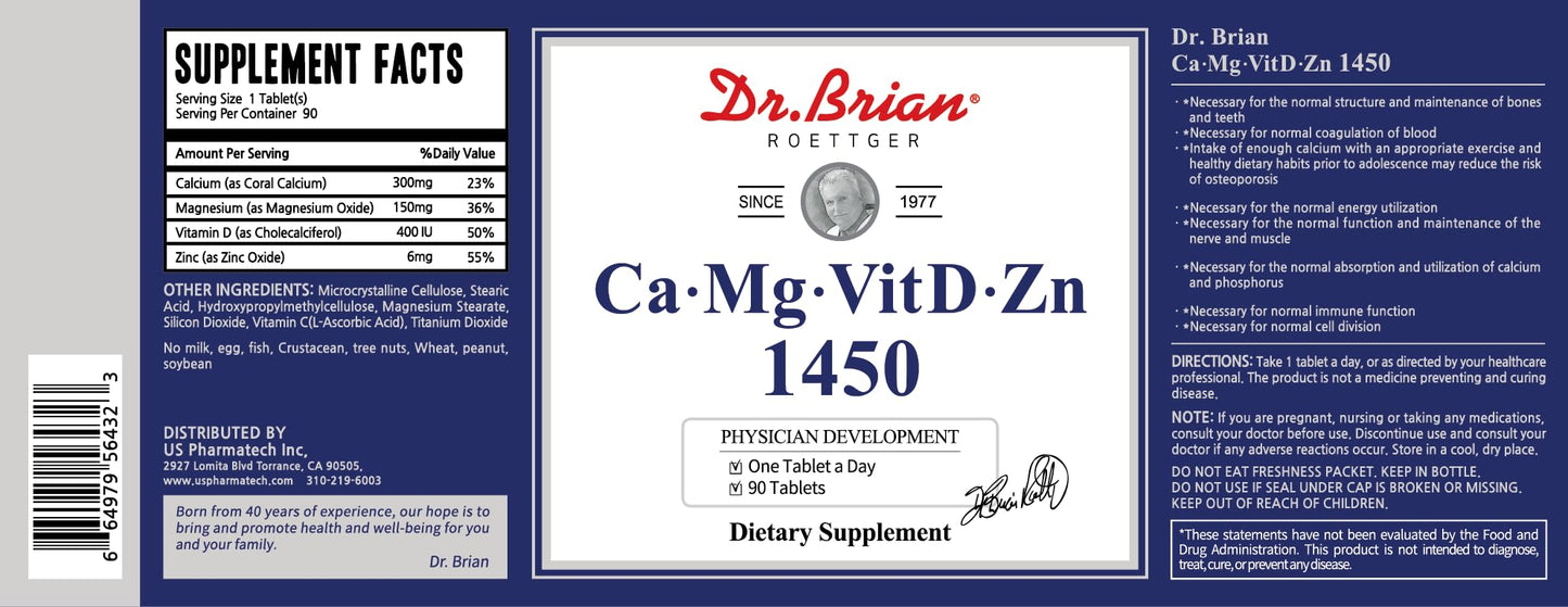 Dr. Brian Calcium Supplement – Bone & Teeth Health, Non-GMO, 90 Tablets