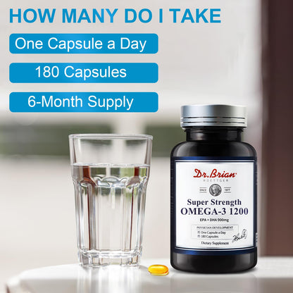 Dr.Brian Omega 3 Fish Oil - 1200 mg |180 Softgels Lemon Flavor rTG Omega3 | EPA & DHA | High Absorption Omega 3 Fatty Acid Supplements for Healthy Heart & Brain -180 Day Supply