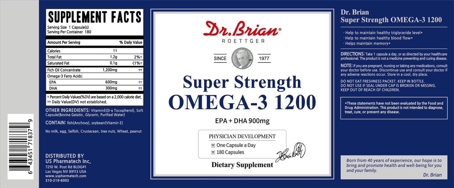 Dr.Brian Omega 3 Fish Oil - 1200 mg |180 Softgels Lemon Flavor rTG Omega3 | EPA & DHA | High Absorption Omega 3 Fatty Acid Supplements for Healthy Heart & Brain -180 Day Supply