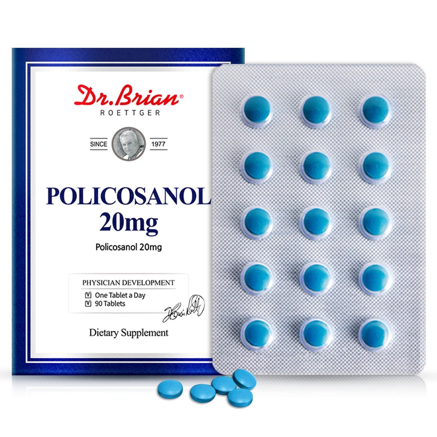 Dr. Brian Policosanol 20mg | 90 Policosanol Tablets for Heart Health Support | Non-GMO, Vegan, Gluten Free, Dairy Free