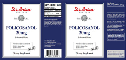 Dr. Brian Policosanol 20mg | 90 Policosanol Tablets for Heart Health Support | Non-GMO, Vegan, Gluten Free, Dairy Free