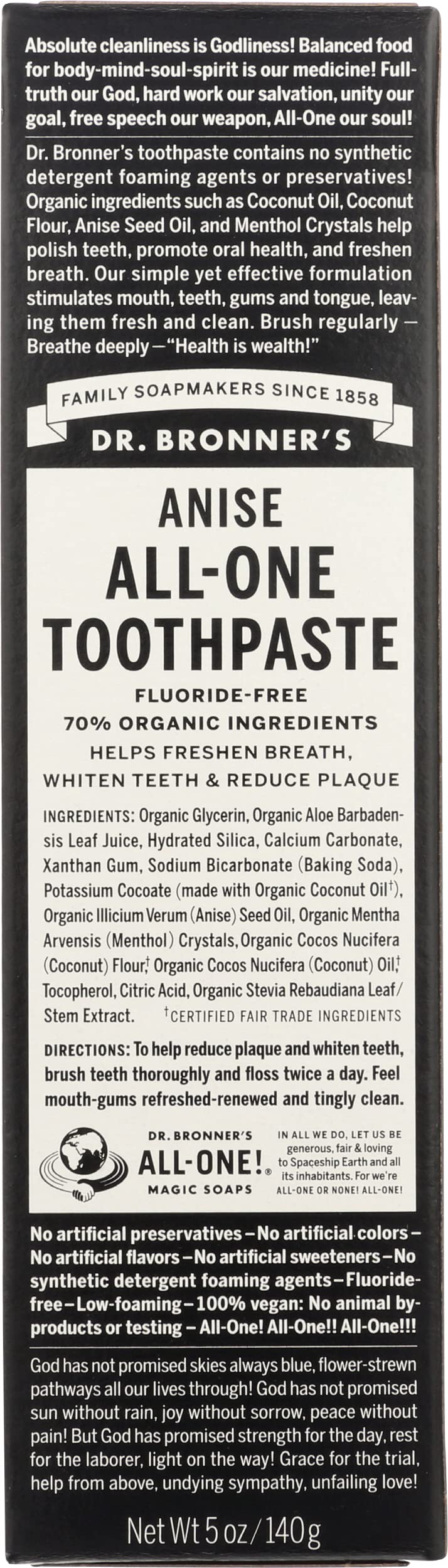 Dr. Bronner's All-One Toothpaste Anise 5 oz | Pack of 1