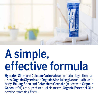 Dr. Bronner’s All-One Toothpaste - Peppermint, 5 oz | 70% Organic, Fluoride-Free, SLS-Free, Vegan