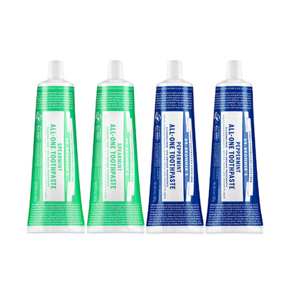 Dr. Bronner’s All-One Toothpaste Variety Pack – Peppermint & Spearmint (70% Organic, Fluoride-Free, Vegan)