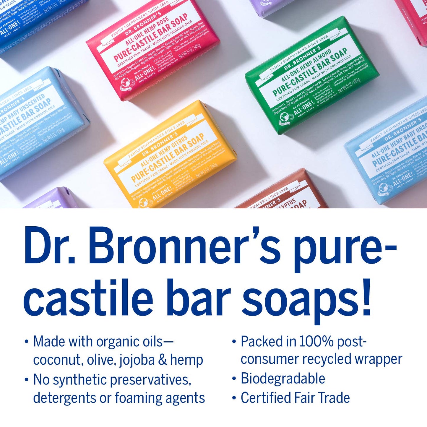 Dr. Bronner's Pure-Castile Bar Soap 2-Pack – Rose & Lavender | Organic Oils, Vegan, Cruelty-Free