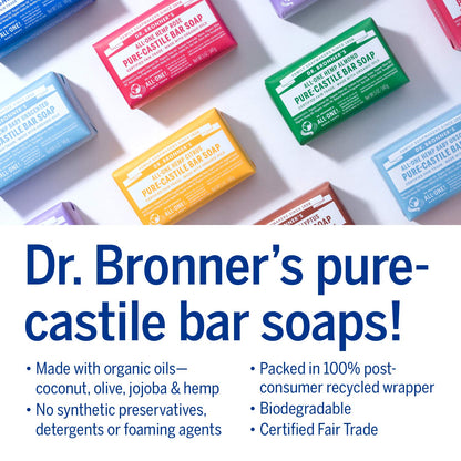 Dr. Bronner's Pure-Castile Bar Soap 2-Pack – Rose & Lavender | Organic Oils, Vegan, Cruelty-Free
