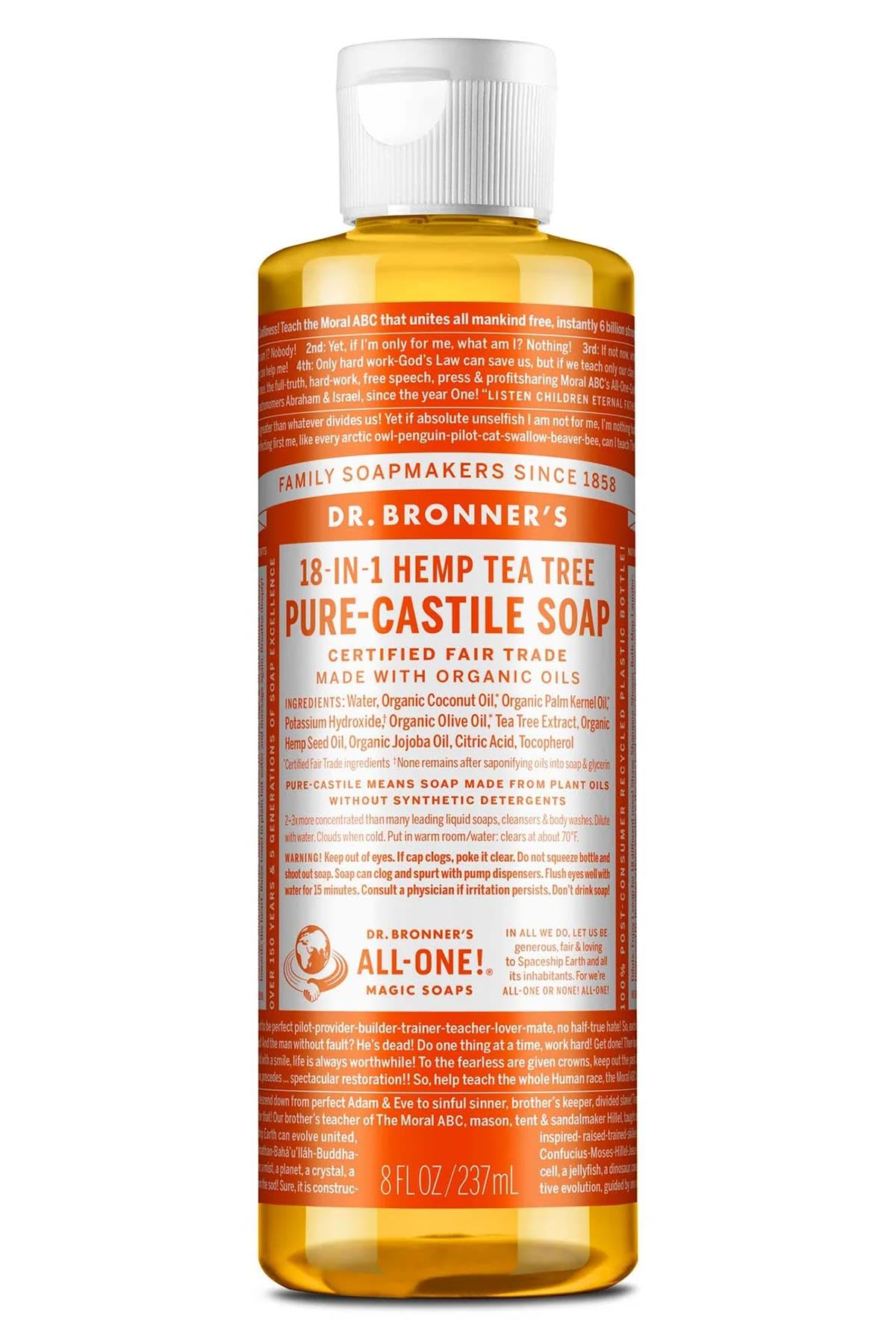 Dr. Bronner's Castile Liquid Soap – Tea Tree, 8 oz | Multi-Purpose Cleanser British Harmonia | Natural Makeup & Fragrance by British Harmonia UK