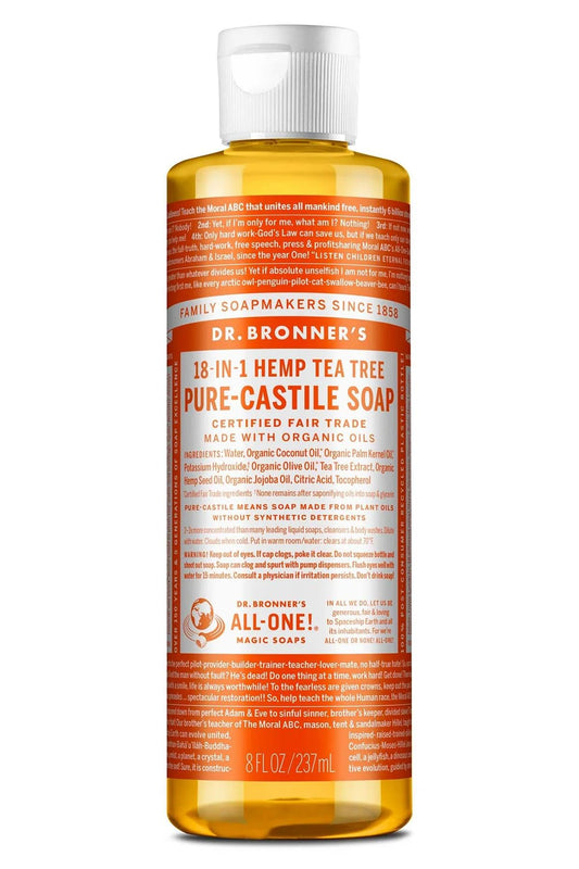 Dr. Bronner's Castile Liquid Soap – Tea Tree, 8 oz | Multi-Purpose Cleanser