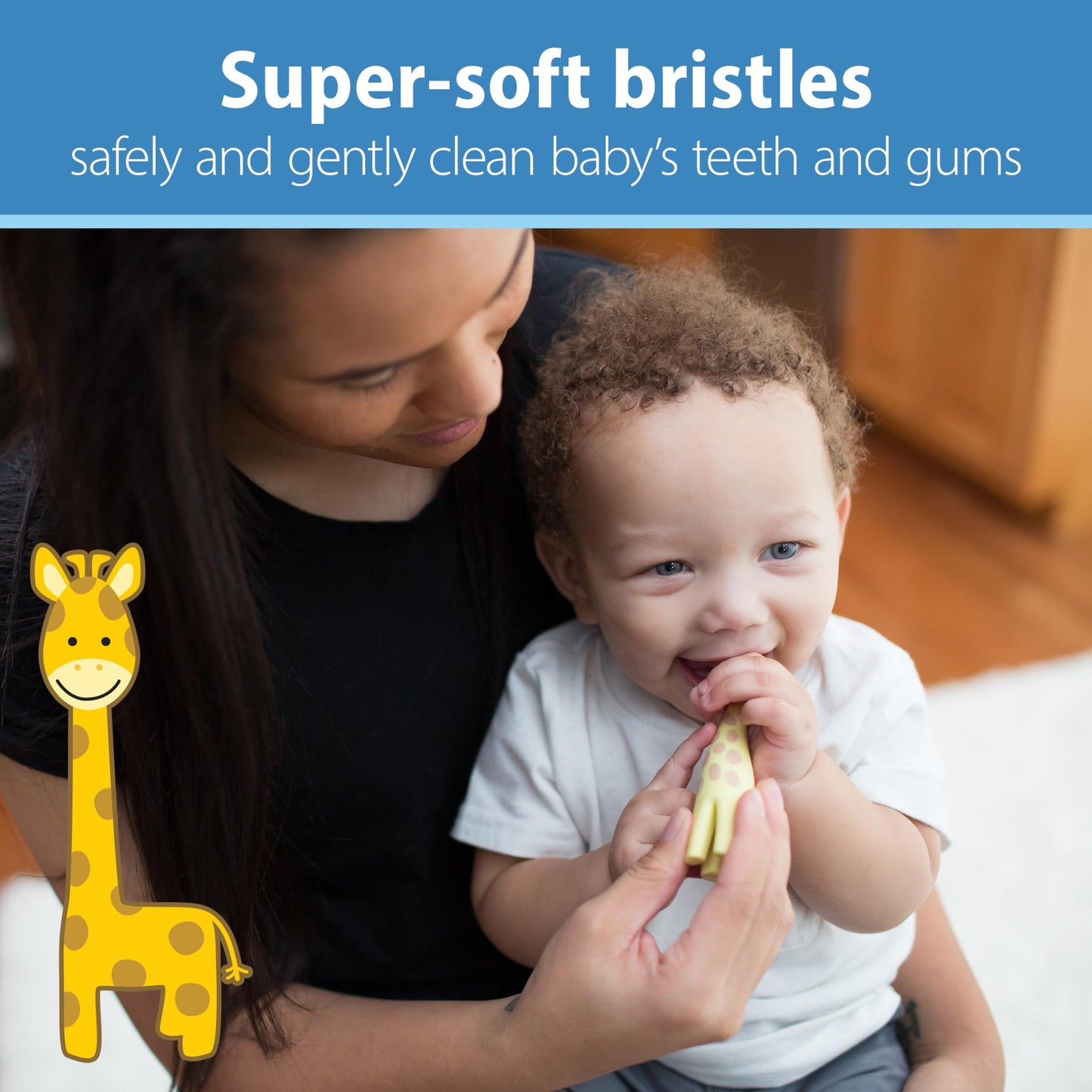Dr. Brown's Infant-to-Toddler Toothbrush Set with Fluoride-Free Strawberry Toothpaste - Giraffe (0-3 yrs)