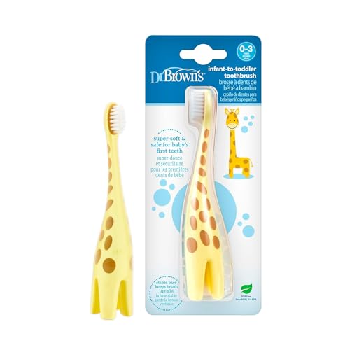 Dr. Brown's Infant-to-Toddler Toothbrush Set with Fluoride-Free Strawberry Toothpaste - Giraffe (0-3 yrs)