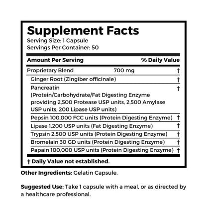 Dr. Clark Digestive Enzymes Supplement – 700mg, 50 Gelatin Capsules