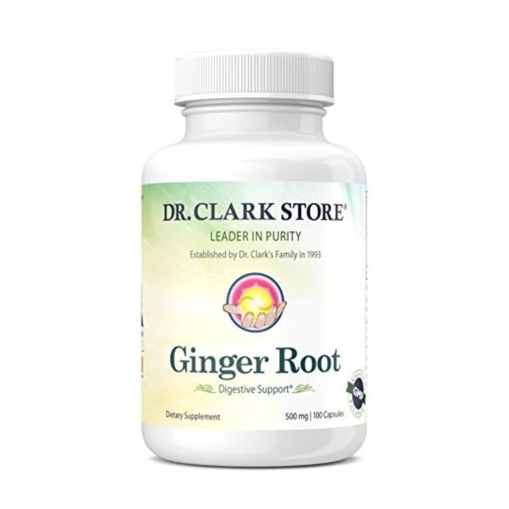 Dr. Clark Ginger Root Supplement - Digestive Support 500 mg, 100 Capsules