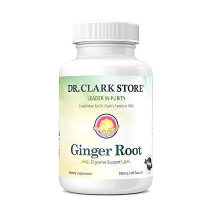 Dr. Clark Ginger Root Supplement - Digestive Support 500 mg, 100 Capsules