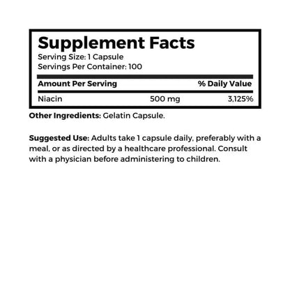 Dr. Clark Niacin 500 (Vitamin B3) Supplement – 500 mg Niacin, 100 Capsules