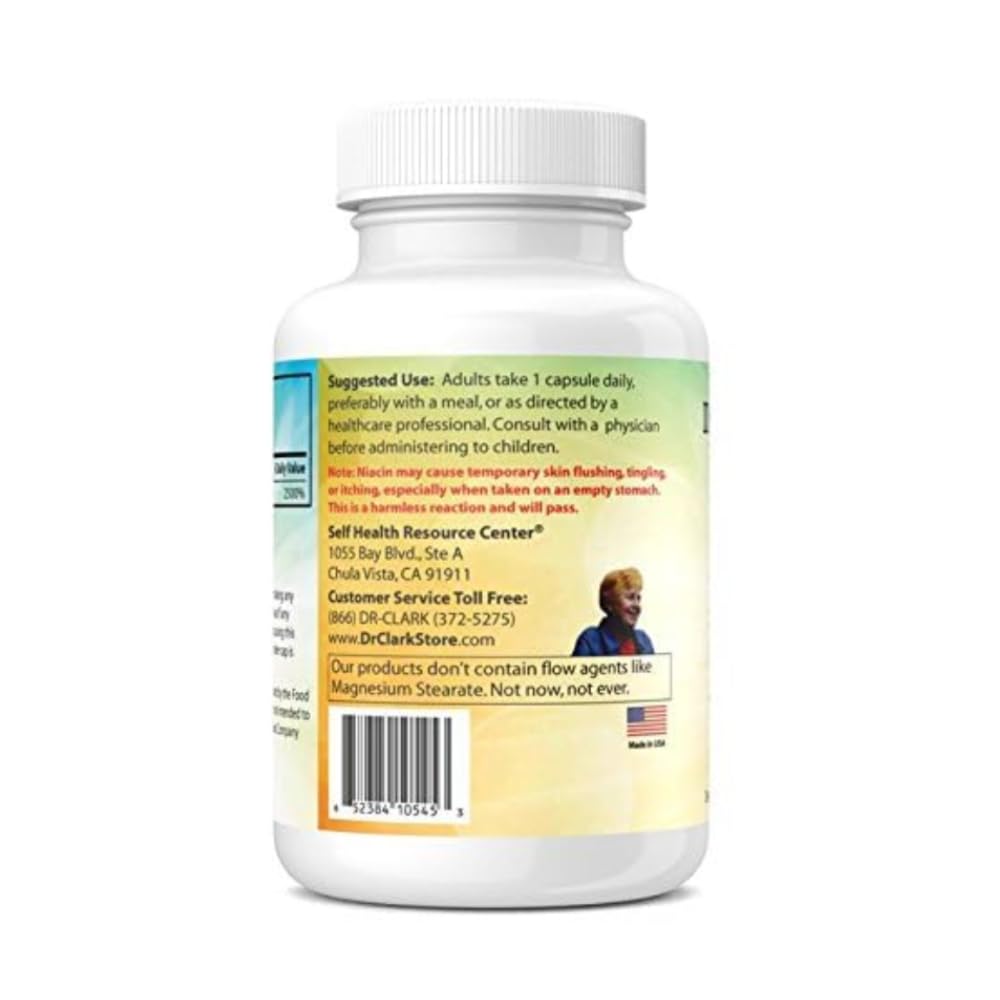 Dr. Clark Niacin 500 (Vitamin B3) Supplement – 500 mg Niacin, 100 Capsules