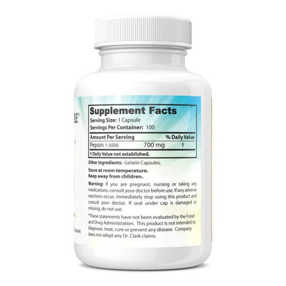 Dr. Clark Pepsin Supplement 700mg - 100 Capsules | Digestive Enzymes