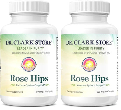 Dr Clark Store Rose HIPS Supplement, 500 MG, 100 Gelatin Capsules (Pack of 2)