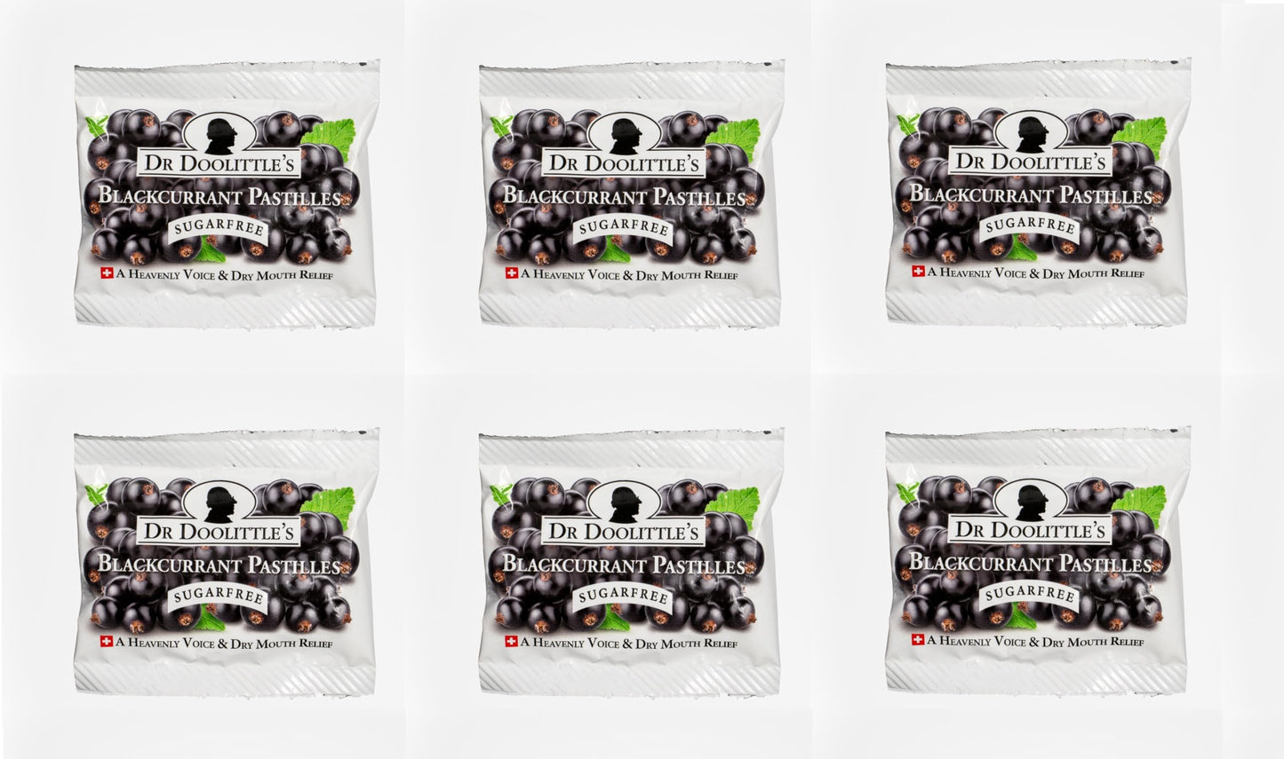 Dr. Doolittle’s Sugar Free Pastilles – Blackcurrant for Voice & Throat | Travel Size 4 Count, 6 Pack