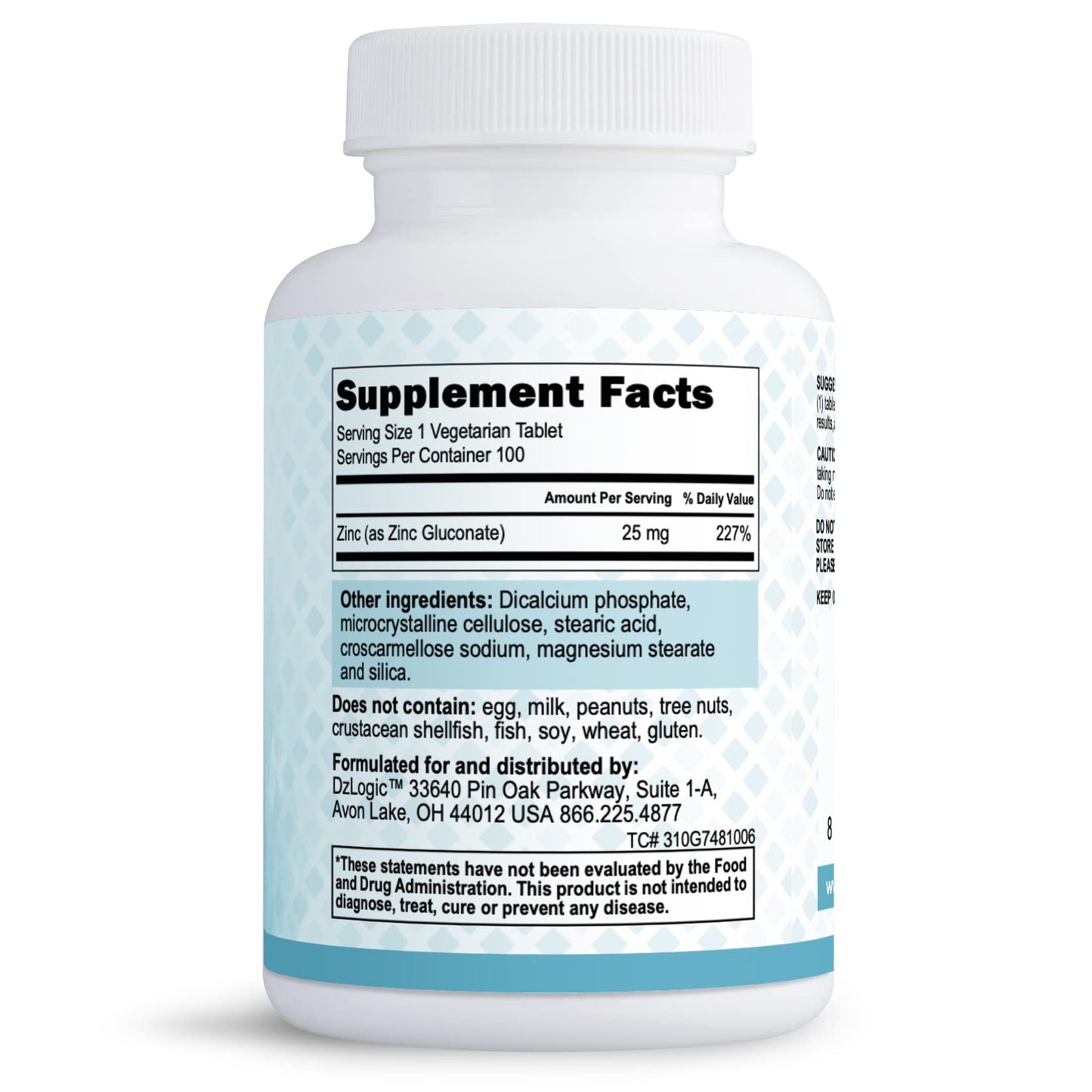 Dr. Dzugan's Advanced Zinc Gluconate Formula – 100 Tablets 25mg | Non-GMO, GMP Certified, Gluten Free, Vegetarian | Immune Function