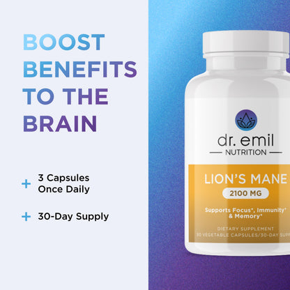 Dr. Emil Nutrition 2100mg Organic Lion's Mane – Focus & Cognition