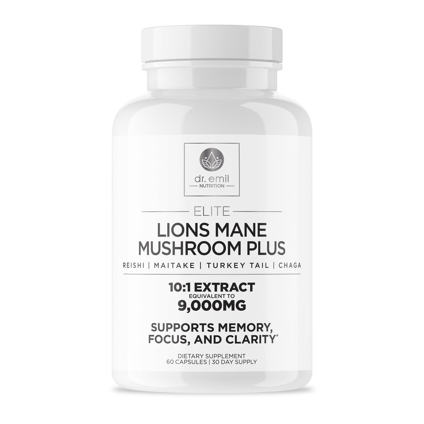 Dr. Emil Nutrition 9000mg Lion's Mane Capsules – Organic Mushroom Blend with Chaga, Reishi & Maitake