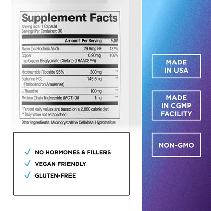 DR. EMIL NUTRITION NAD+ Boost – Nicotinamide Riboside NAD+ Supplement for Longevity, Healthy Aging & Cellular Regeneration | Berberine, L-Theanine & Niacin | 30-Day Supply