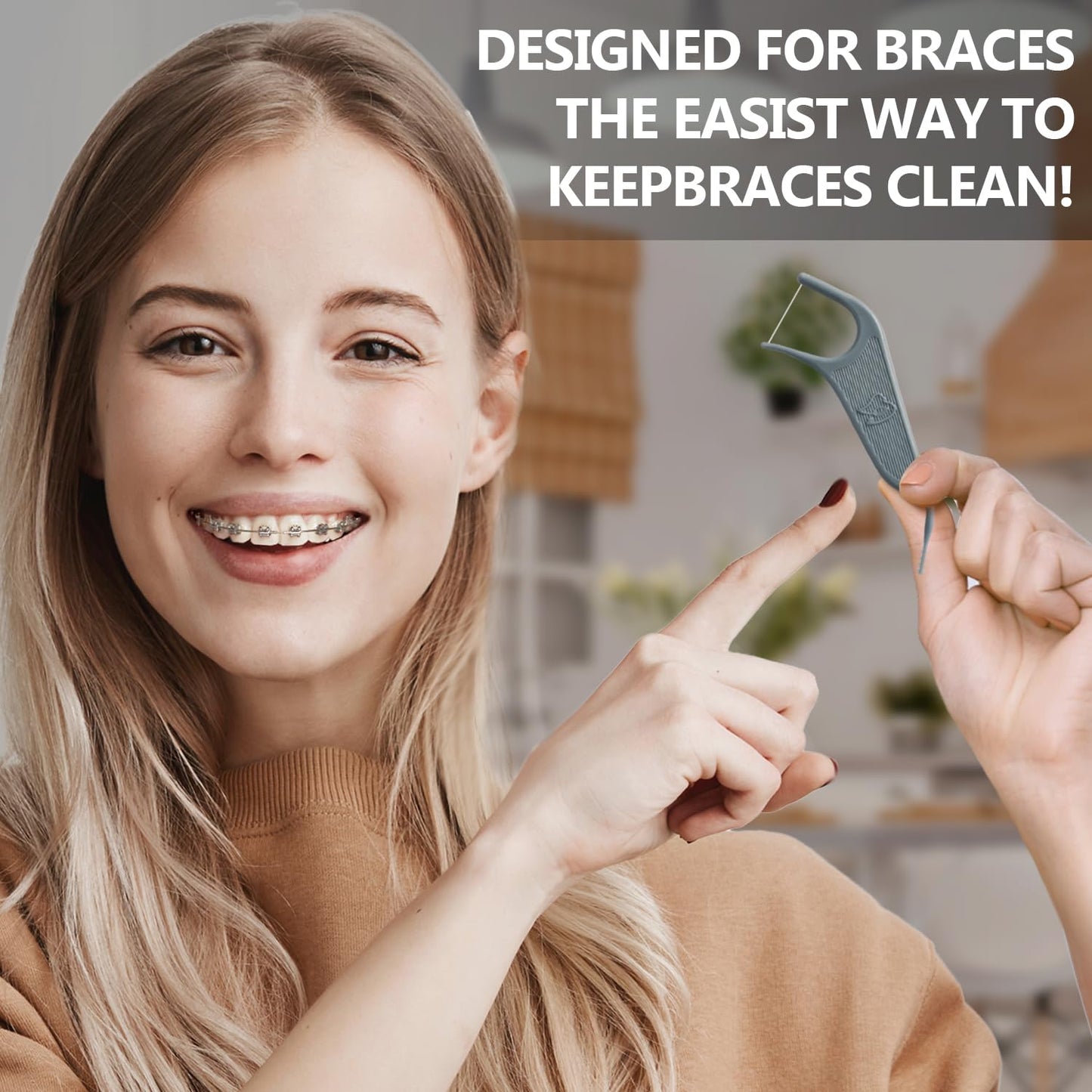 Dr. Emma Orthodontic Flossers for Braces – Mint Flavor, 60 Count/Bag (Gray, 2-Pack)