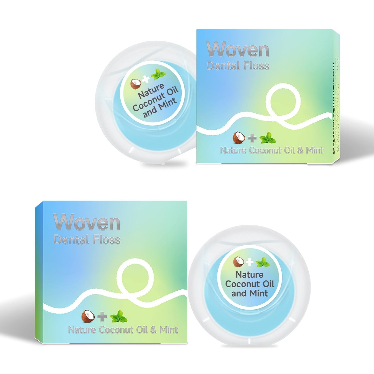 Dr. Emma Woven Dental Floss – Coconut Oil Infused, Expanding, Mint, 33 yd (Pack of 2)