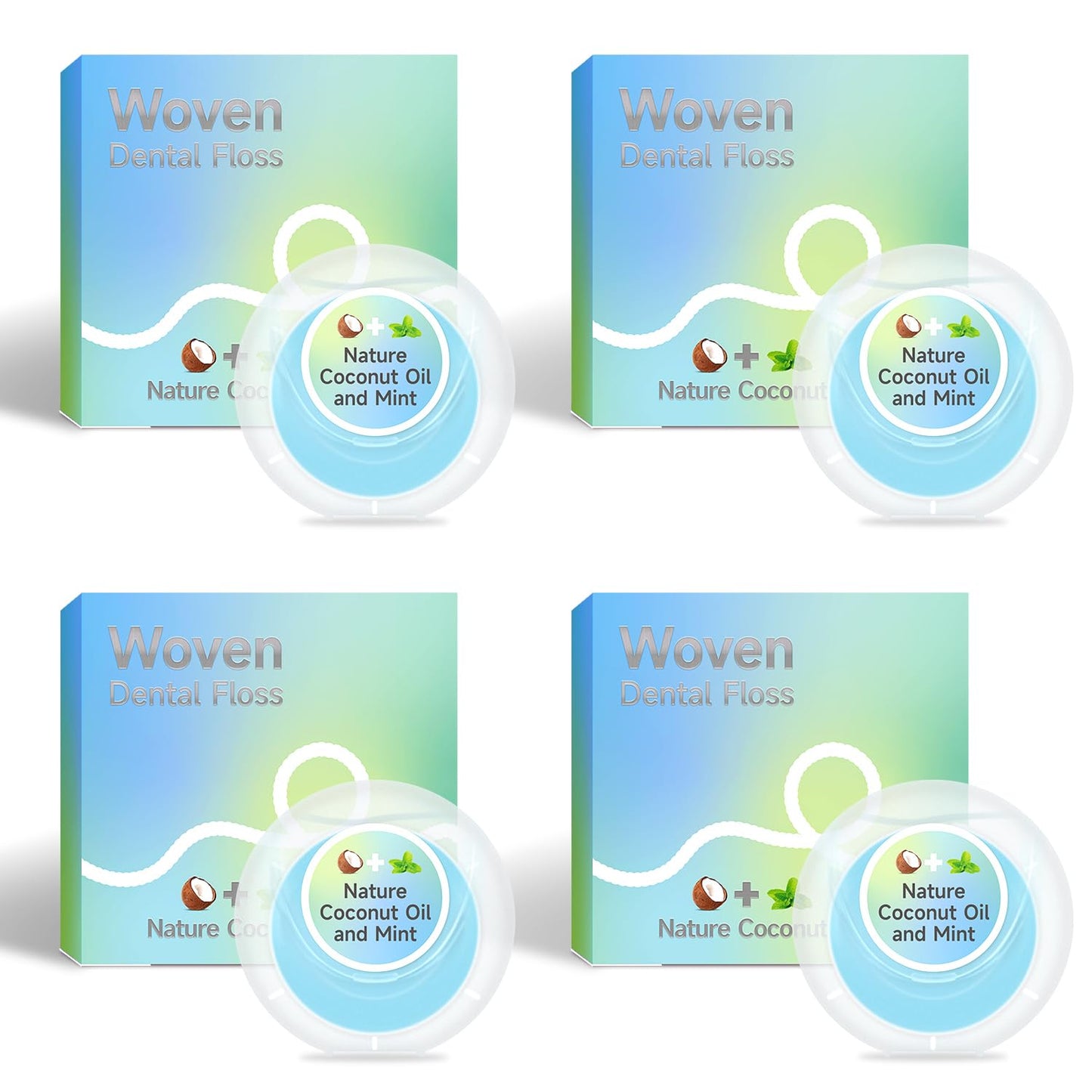 Dr. Emma Woven Coconut Oil-Infused Expanding Dental Floss – Mint, 33 yd, Pack of 4